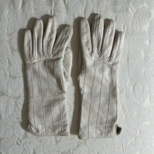 Ladies Partenopea Guanti Cream Leather Cashmere Lined Gloves - Size 7